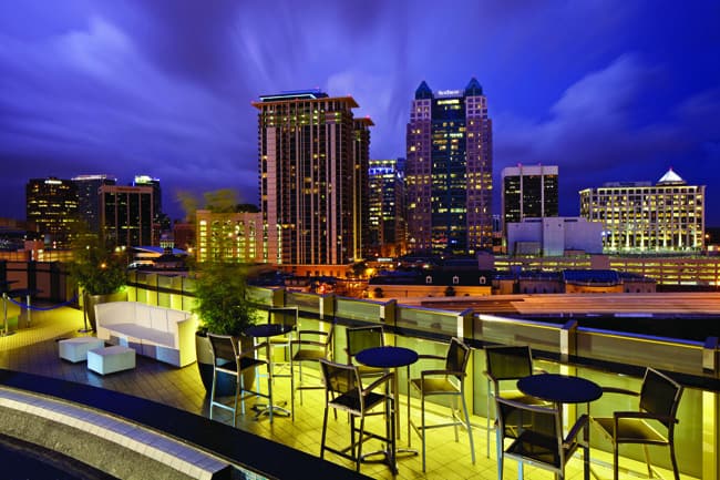 Downtown Orlando from 180 Grey Goose Lounge at Amway Center