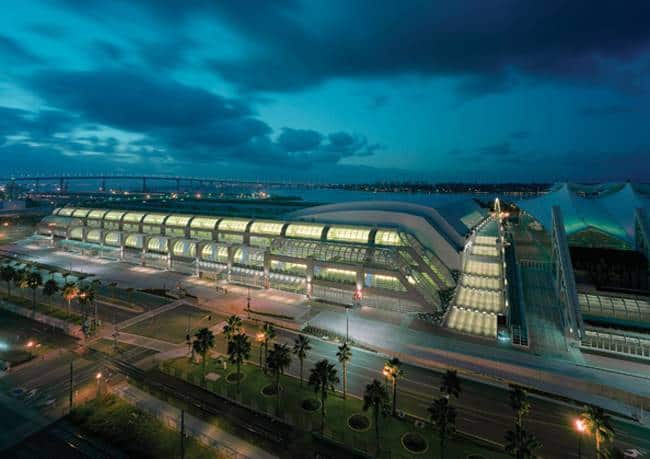The San Diego Convention Center at dusk