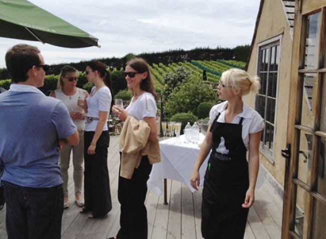 Pre-lunch bubbly at Mudbrick Vineyard