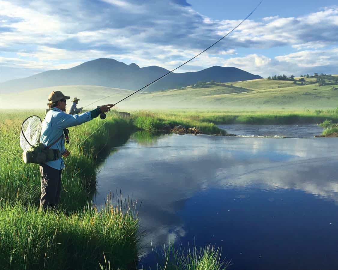 Early-morning-fishing-on-the-Tarryall-River-at-Eagle-Rock-Ranch,-part-of-Broadmoor-Fishing-Camp's-five-miles-of-private-waters