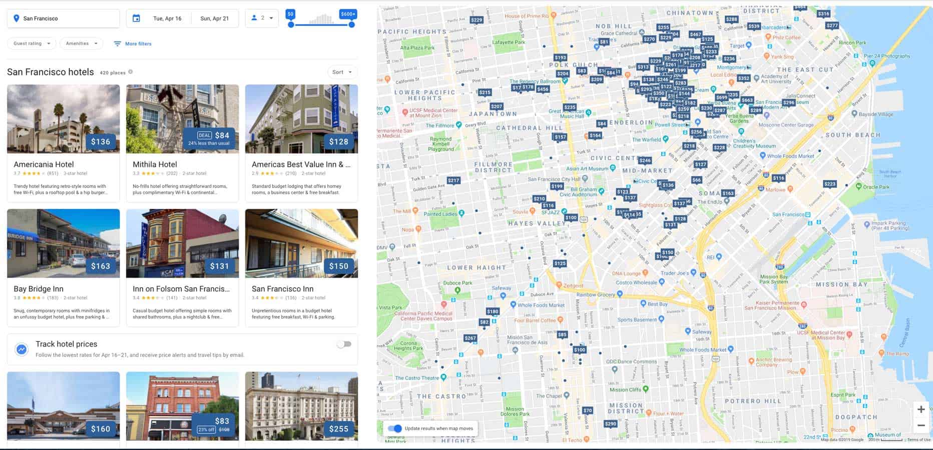 Google hotel search