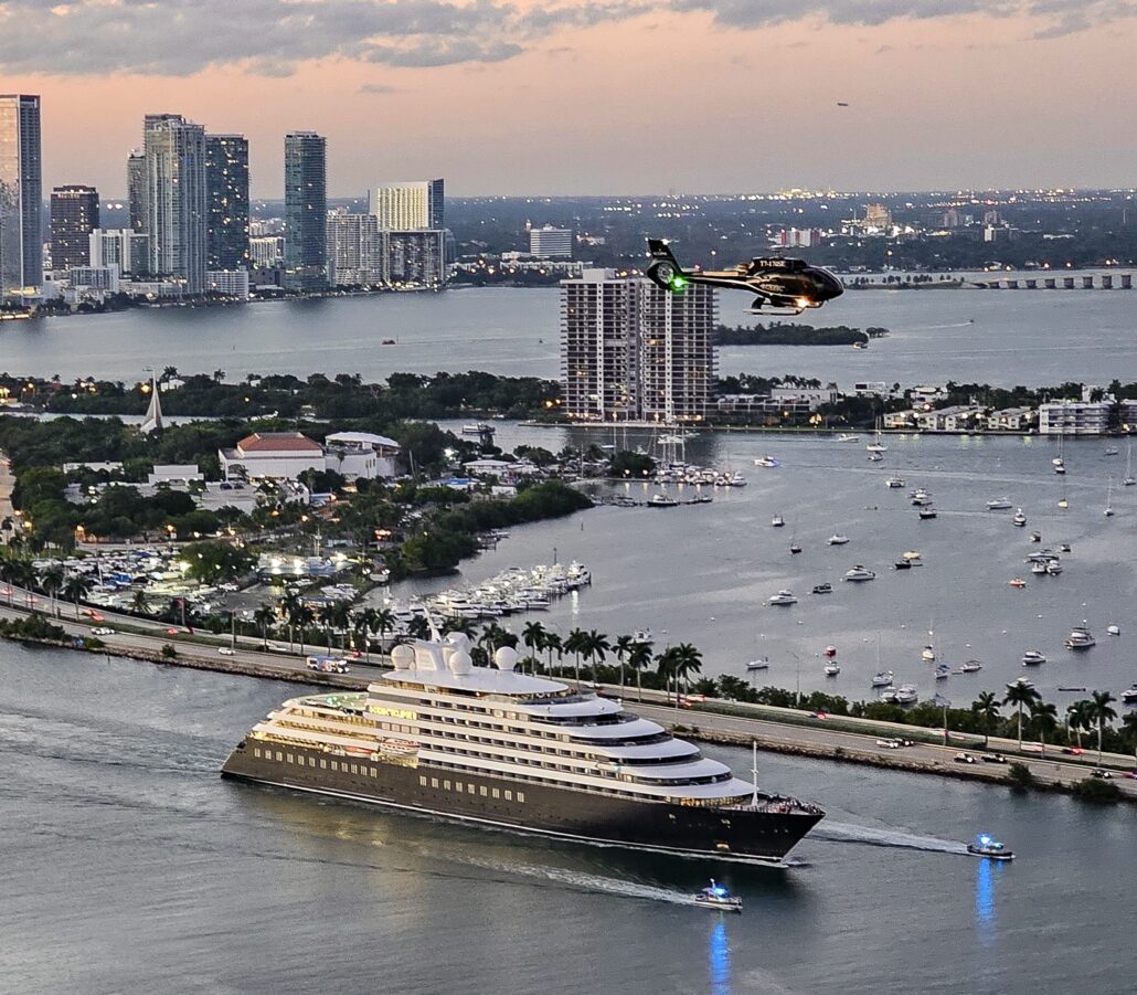 The new Scenic Eclipse ll sails out of the Miami Harbor.