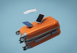 suitcase with passport and phone