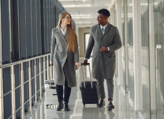 Couple at the airport.