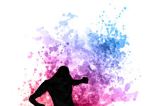 silhouette of soccer player on watercolor background
