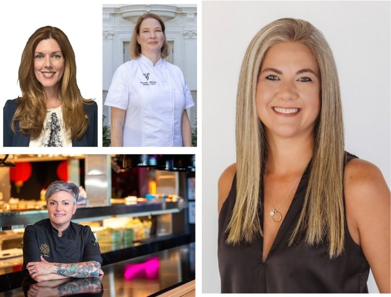 From bottom left: Chef Penny Tagliarina; DOSM Alice Land; Chef Brandy Merola; Hotel Manager Lindsey Barton.