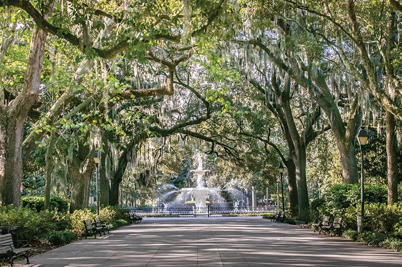 Forsyth Park, the lush center of Savannah’s Historic District. (photo credit- Visit Savannah)