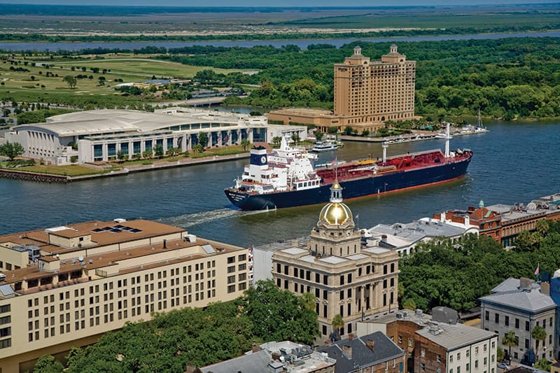 Savannah Convention Center and The Westin Savannah Harbor Golf Resort & Spa in the background (photo credit- Visit Savannah)