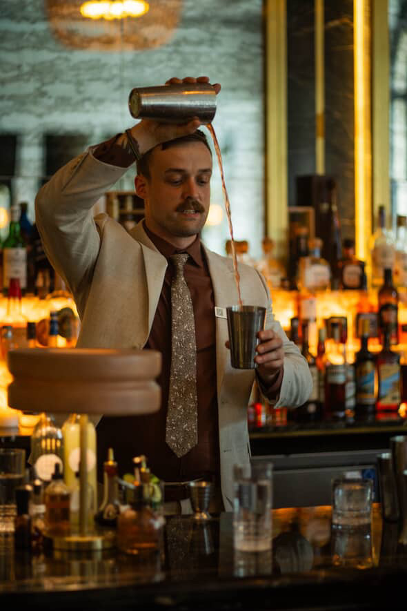 Fairmont Chateau Lake Louise Beverage Director Gavin MIller mixing it up