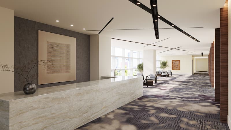 Pre-function space at the JW Marriott Atlanta Downtown.