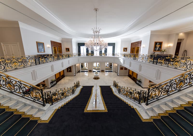 The lobby at The Equestrian Manor.
