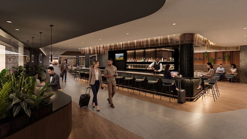 Admirals Club rendering at Charlotte Douglas International Airport.